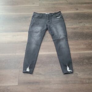 KanCan Women's Dark Gray Distressed Skinny Jeans